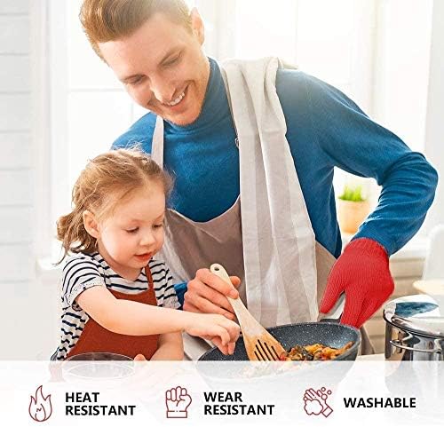 Double Set Heat-Resistant Oven Mitts for Safe Cooking
