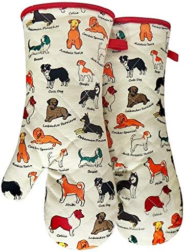 Cotton Oven Mitts Dog Flower Design 1 Pair Heat Resistant