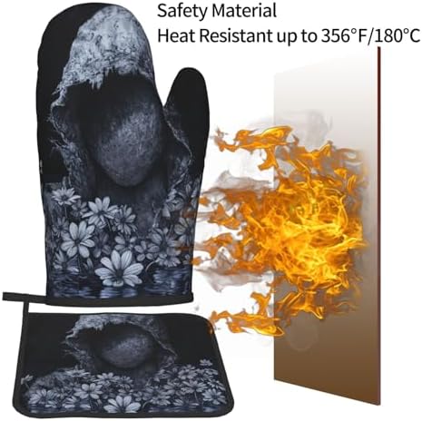 Spooky Halloween Ghost Oven Mitts and Pot Holders Set 1