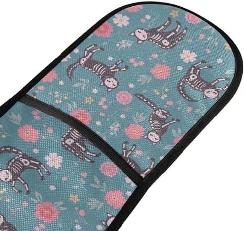 Skeleton Cats Flowers Halloween Double Oven Mitts