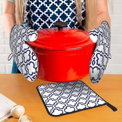 Jinoarob 3-Piece Oven Mitt and Pot Holder Set Heat Resistant Kitchenware