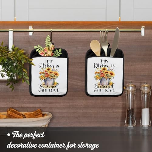 YeiHe 402Potholder Spring Floral Kitchen Pot Holder with Pockets