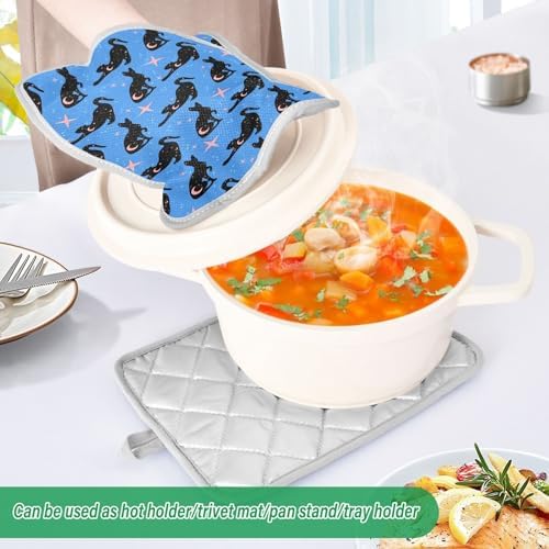 Halloween Black Cat Heat Resistant Pot Holder Set
