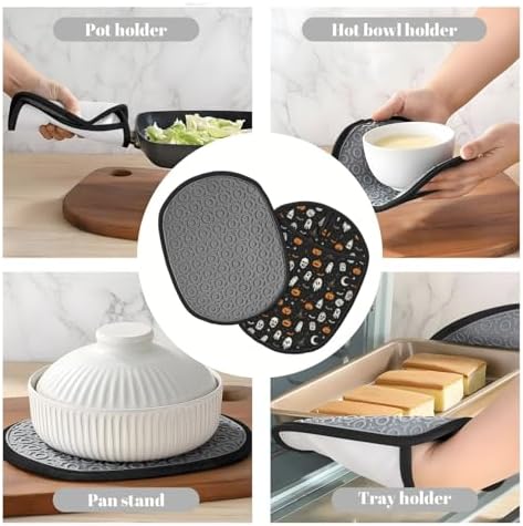 Cute Animated Halloween Potholders for Kitchen - Heat Resistant Oven Mitts