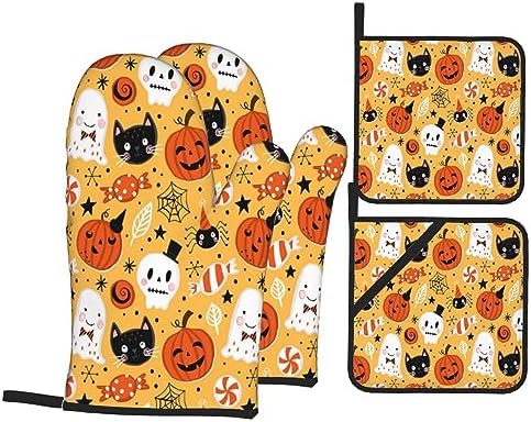 Halloween Spooky Ghost Skull Oven Mitts
