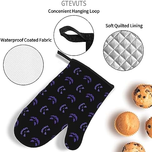 Halloween Purple Scary Ghost Oven Mitts and Pot Holders Sets of 4