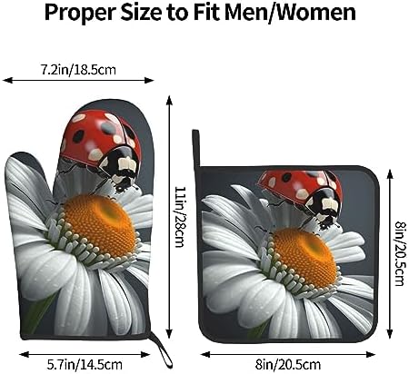 Cute Ladybug Daisy Oven Mitts Pot Holders Set