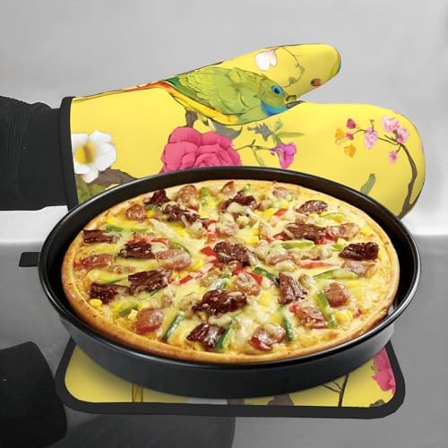 Floral Oven Mitts Set