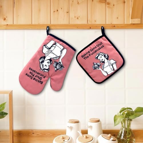 Funny Oven Mitts Potholders Set For Women Christmas Gifts Baking Delight