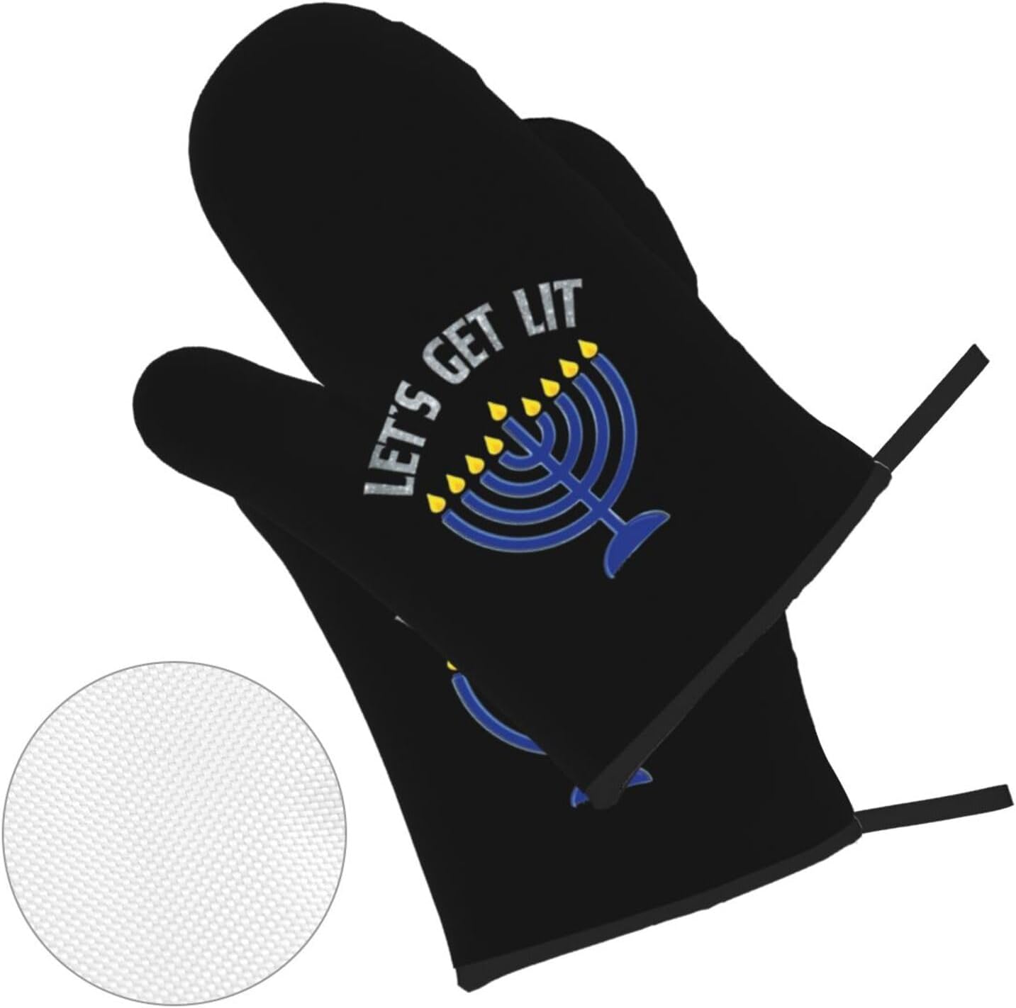 Happy Hanukkah Premium Heat-Resistant Oven Mitts Pot Holders Baking Set of 4