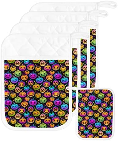 Halloween Rainbow Pumpkins Heat-Resistant Potholders Set of 5