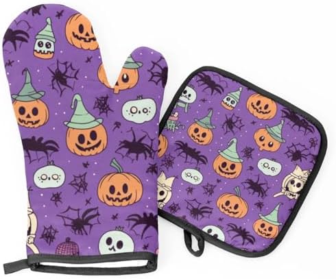 Halloween Art Pumpkins Oven Mitts Pot Holders