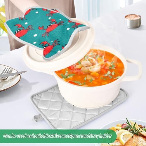 Dalzium Cartoon Crab Potholder Set of 2 Heat Resistant