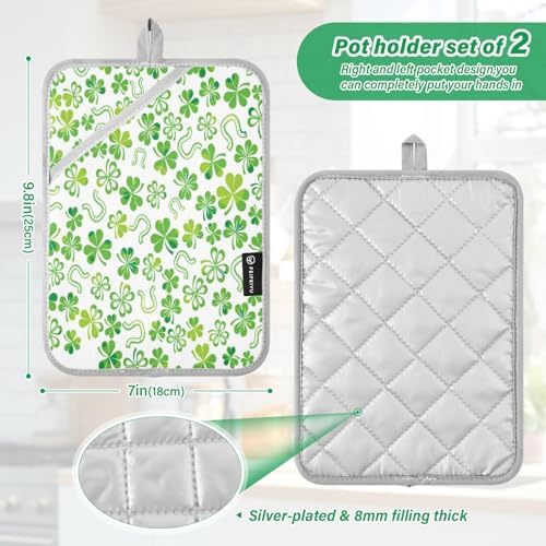 Heat-Resistant Shamrock Oven Mitt Set