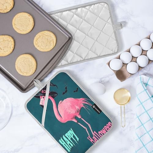 Halloween Flamingo Green Pot Holders