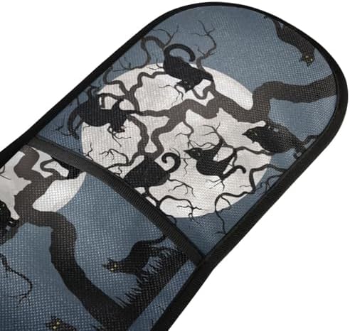 Halloween Black Cat Pot Holder with Full Moon Oven Mitt 35 x 7inch