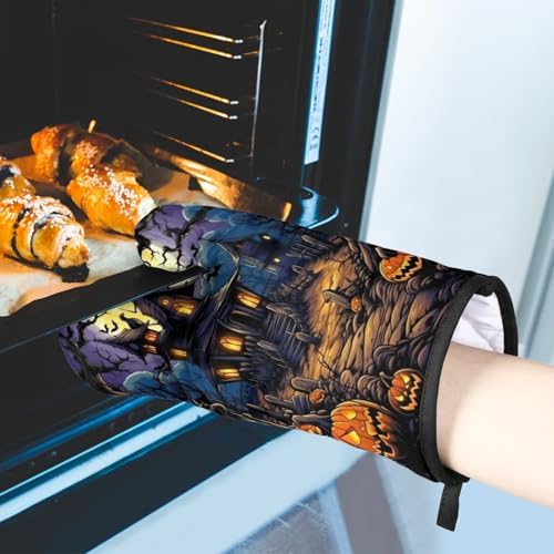 Aglebo Halloween Castle Oven Mitts Set of 2