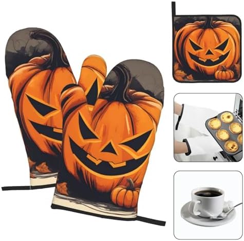 YYHHAOFA Kitchen Baking Set of 3 with Pumpkin Halloween Prints