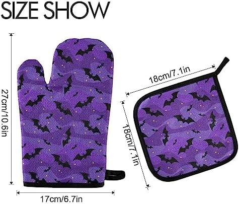Halloween Black Bat Oven Mitts and Pot Holders