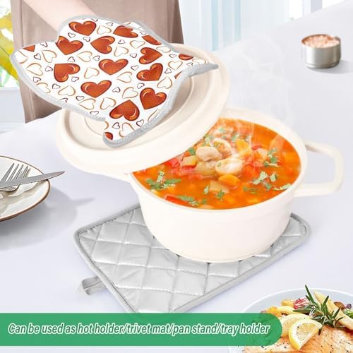 Kcldeci Red Hearts 2-Pack Pot Holder Set