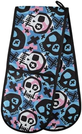 Funky Skull Happy Halloween Double Oven Mitt for Cooking Baking