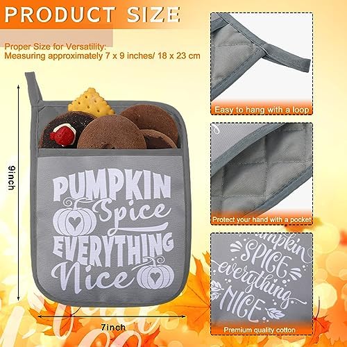 Zhehao 8 Pcs Thanksgiving Pot Holders Set with Pockets