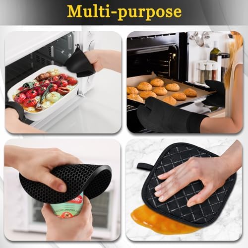 Premium Oven Mitts Pot Holders Set for Heat-Resistant Cooking