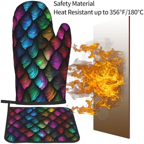 Quopvn Dragon Scale Printed Oven Mitts Pot Holders 2PCS Set