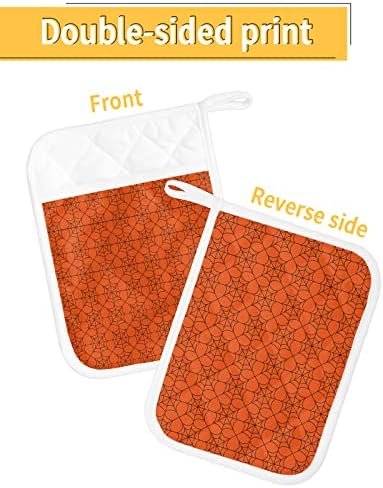 Halloween Geometric Potholders Set of 5 with Hook Heat-Resistant Kitchen Pots Dishes