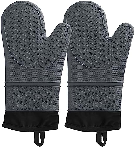Two silicone oven mitts non-stick heat-resistant 500F 13in