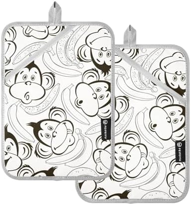 Dalzium Potholder Set of 2 Heat Resistant Oven Mitts with Hand Pockets