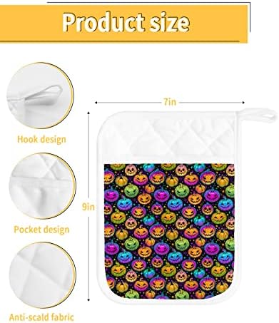 Halloween Rainbow Pumpkins Heat-Resistant Potholders Set of 5