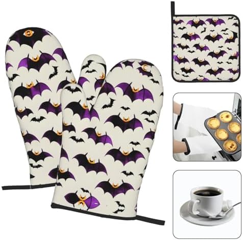 Halloween Flying Bat Oven Mitts And Pot Holders