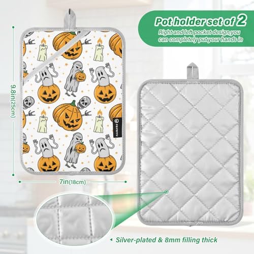 Halloween Spooky pumpkin pot holder set for cooking