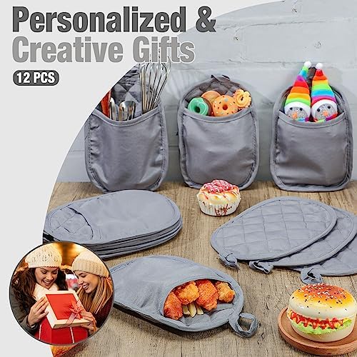 Set of 12 Heat-Resistant Gray Oval Pot Holders for Kitchen