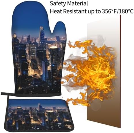 Los Angeles Skyline Prints Oven Mitt Pot Holder Set