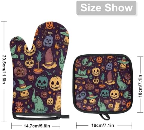 Halloween Abstract Pumpkins Oven Mitts Pot Holders