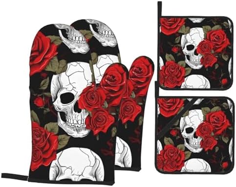 Heat Resistant Halloween Oven Mitts Set of 4 - Perfect for Cooking Baking