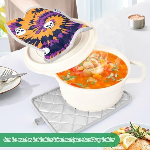 OurVii Tie Dye Spiral Circle Skull Pot Holder Set