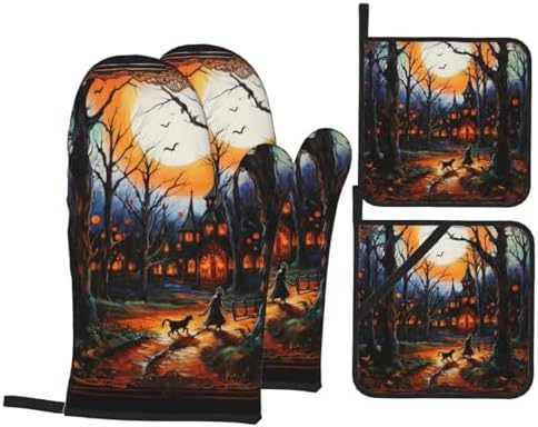 Heat-Resistant Oven Mitts Set for Baking Cooking