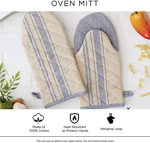 DII Lattice Basics Collection Oven Mitt Set Two-Piece Nautical Blue