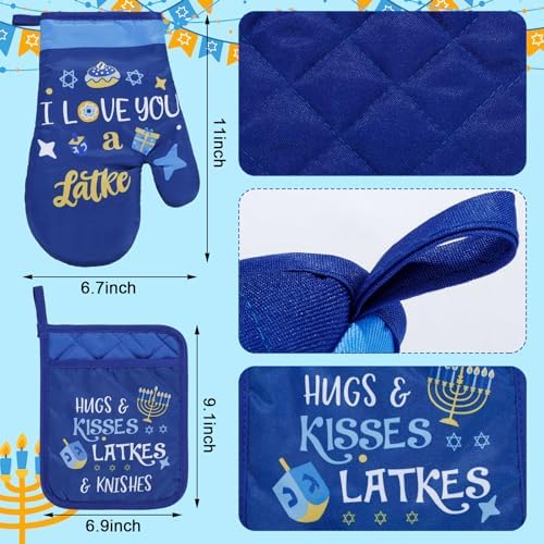 Ziliny Hanukkah Apron Mitts Towels Set for Kitchen