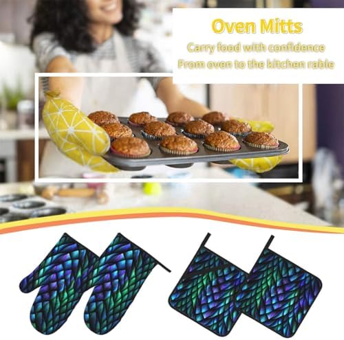 WAWOWA Oven Mitts and Potholders Set of 4
