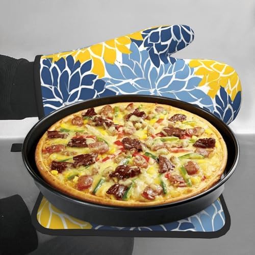 Dahlia Pinnata Oven Mitt Pot Holder Set