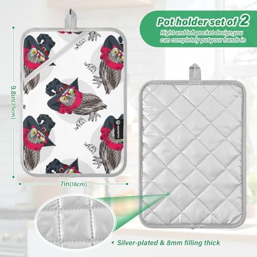 OurVII 2-Piece Dressed Funny Owls Pot Holder Set