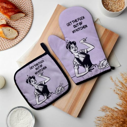 Funny Oven Mitts Set for Kitchen Baking