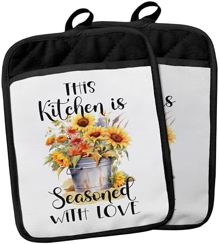 YeiHe 402Potholder Spring Floral Kitchen Pot Holder with Pockets