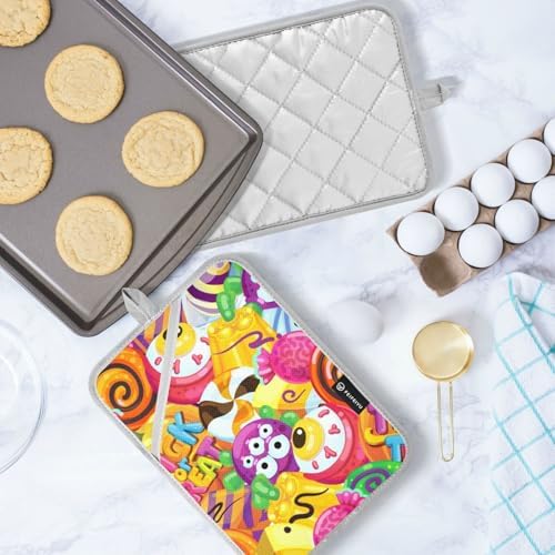 2Pcs Trick Or Treat Pot Holder Set Non-Slip Potholders with Pockets
