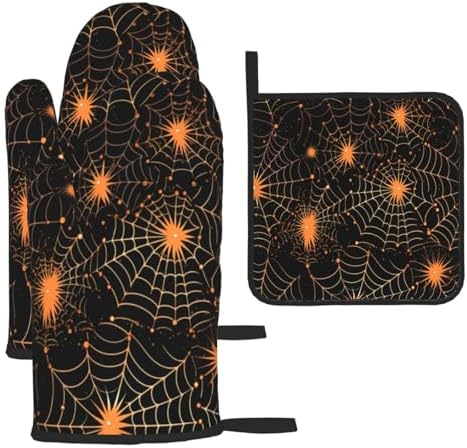 Beubebim Halloween Spider Web Oven Mitts Set of 3