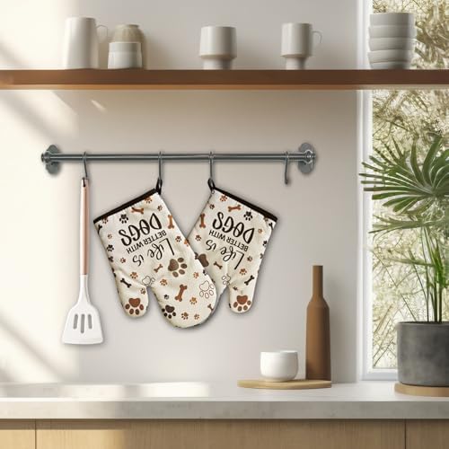 GOSJINNK 2 Pcs Funny Dogs Oven Mitts Set Heat Resistant